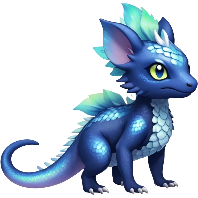 Colorful Iridescent Exotic Nebulae Salandit-Meowstic-Amaura-Fakémon-hybrid-creature (full body)  emoji