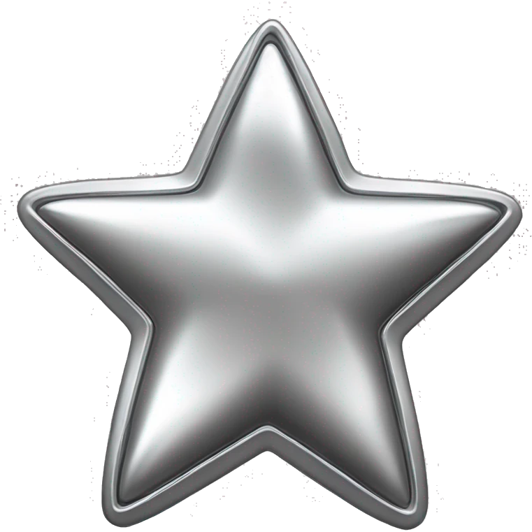 Create a silver star emoji identical to the classic gold star emoji (⭐️). It should match the same size, shape, and smooth shading, but in metallic silver. Keep the design simple and glossy, just like the original Apple star emoji. Rounded ends emoji