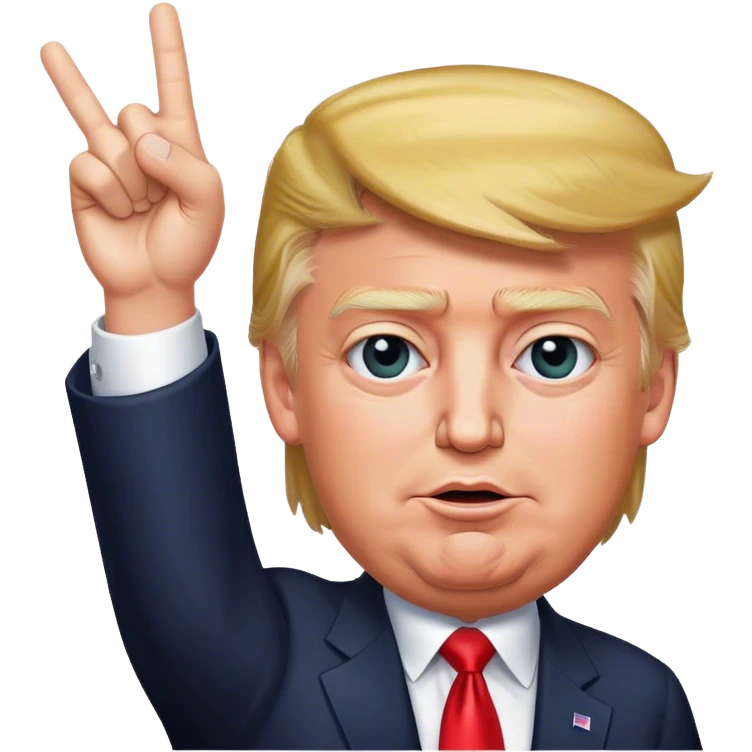 Donald  Trump shows victory with one hand hyperrealistic emoji