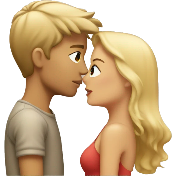 blonde boy and tan girl kissing  emoji