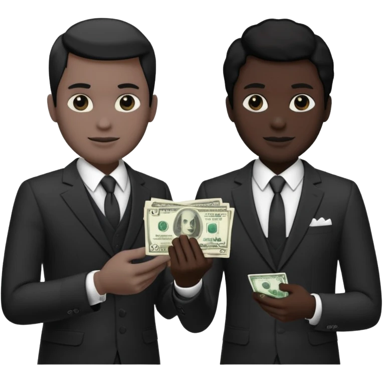 Two men in suits handing over money emoji