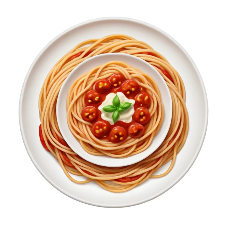 spaghetti pasta with tomato sauce in de top emoji