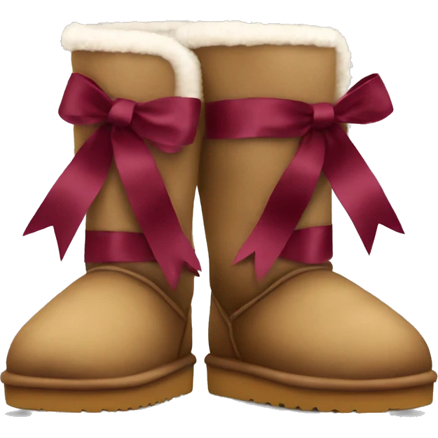 uggs shoes with burgundy ribbon on the side emoji