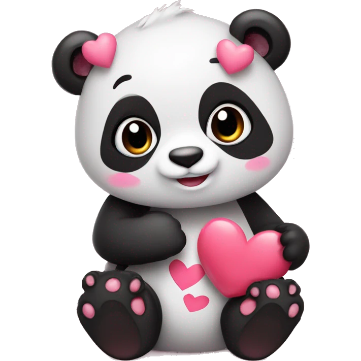 Panda con corazones rosados 🩷 emoji