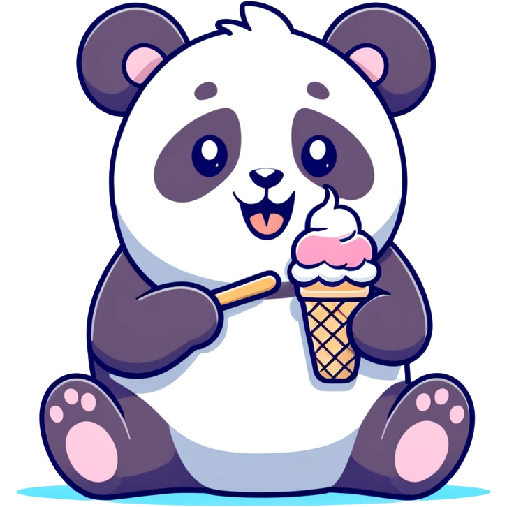 Panda eating ice cream emoji