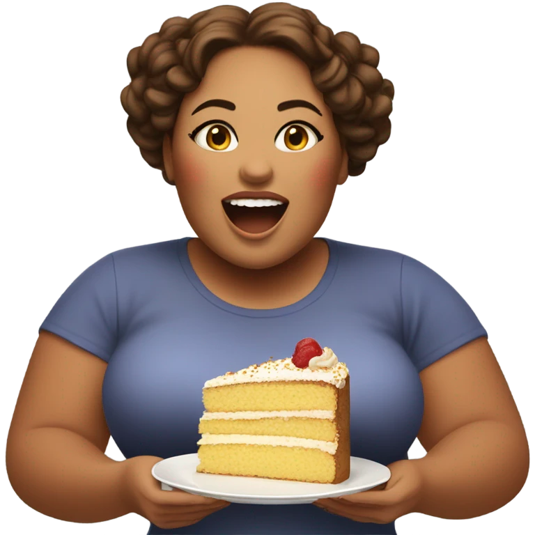 Fat woman eating a cake emoji