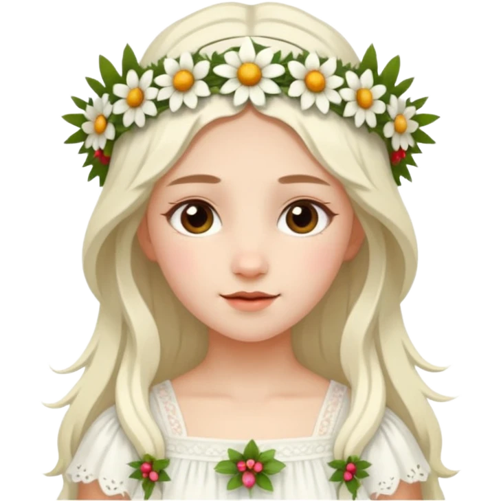 Девочка в белом платье на празднике Ивана Купала emoji