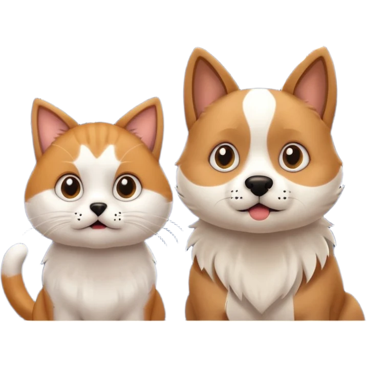 a dog and a cat hiding from fireworks emoji