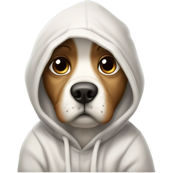 Sad dog wearing a hoodie emoji