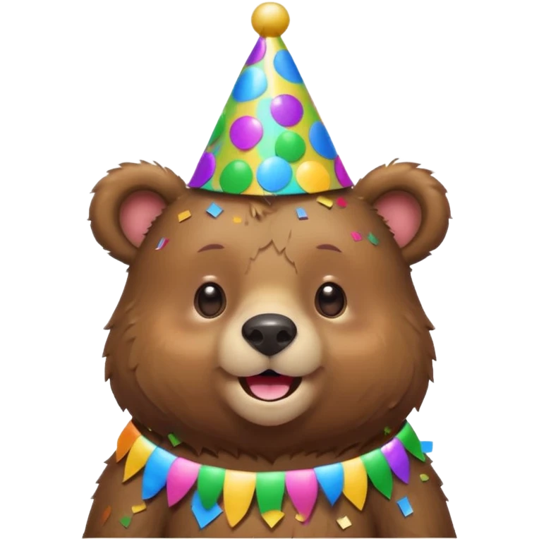Partying bear cub with confetti  emoji