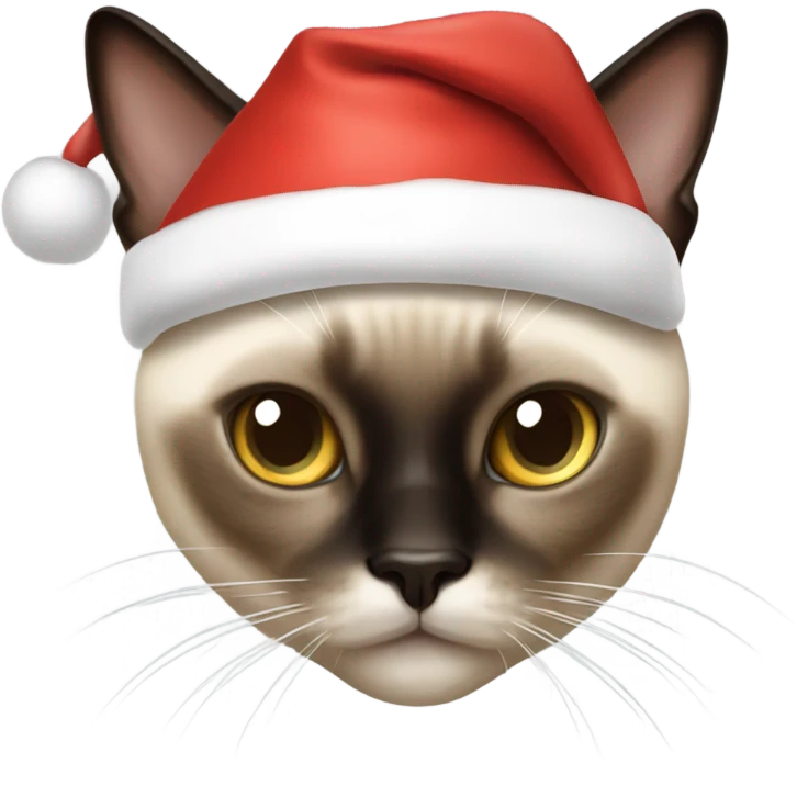 Siamese cat with Santa hat emoji