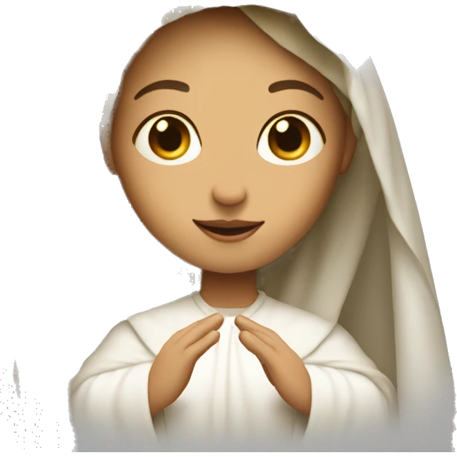 The Virgin continues to hold the veil in her hands emoji