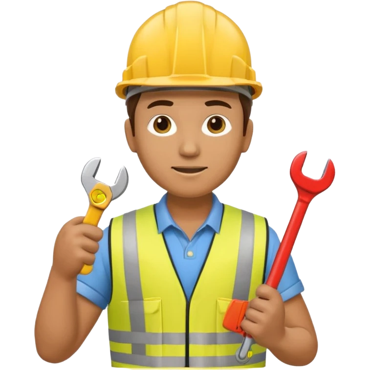 Construction worker in yellow hard hat and vest emoji