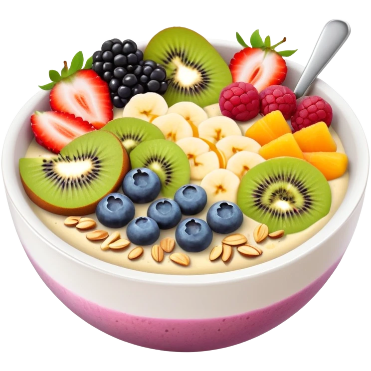 smoothie bowl with fruits and toppings emoji