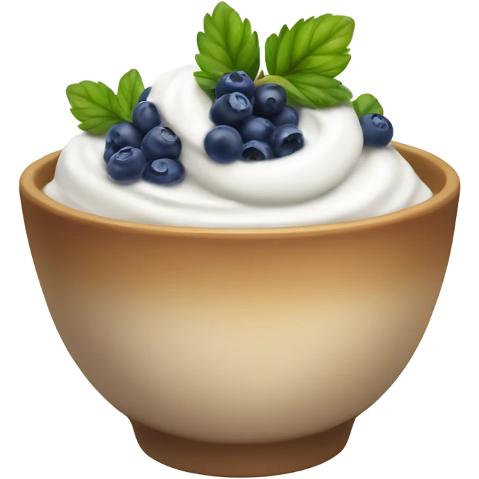 Bowl of skyr topped with Blue Berry, strawberry emoji