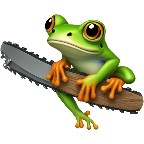 Tree frog sitting on a chainsaw  emoji