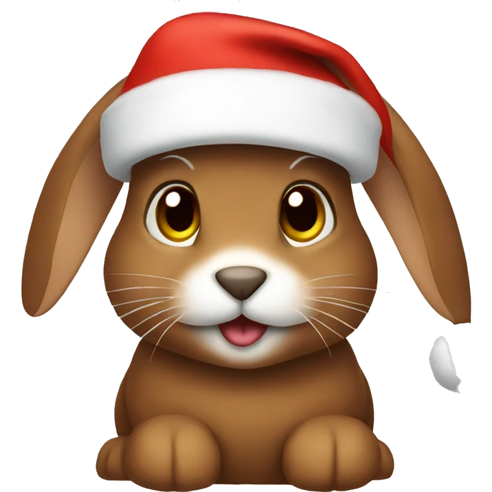 brown bunny wearing santa hat  emoji