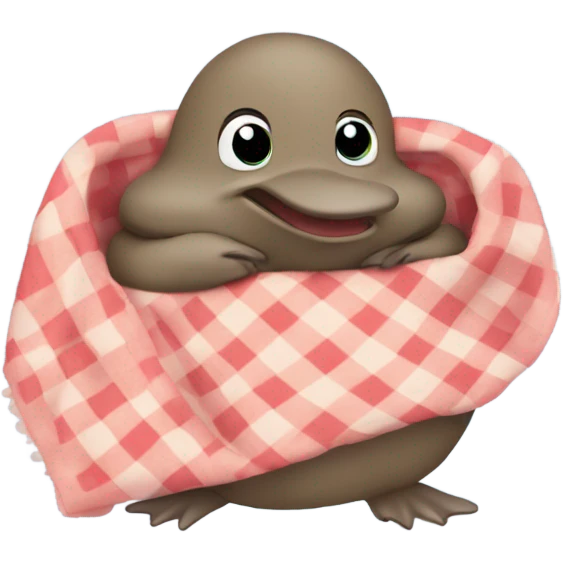 Platypus in a blanket filled with hearts emoji