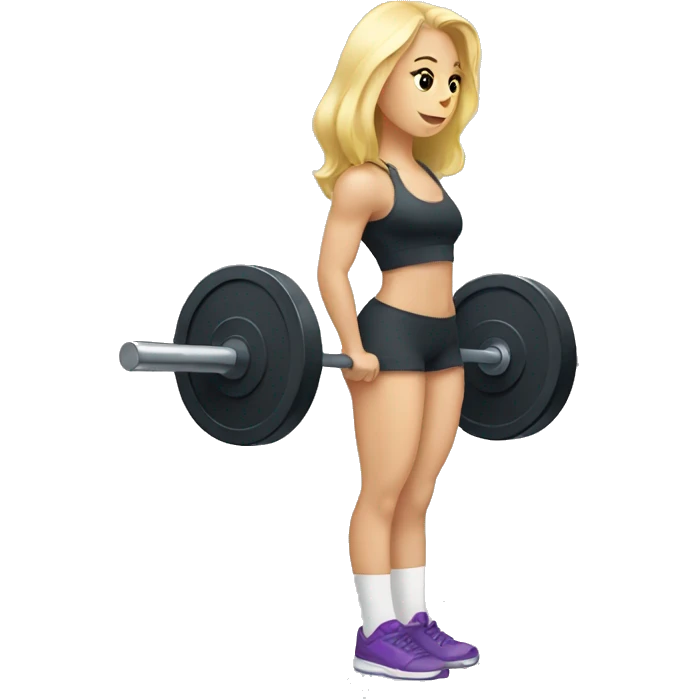 Blonde girl doing squats with barbell emoji