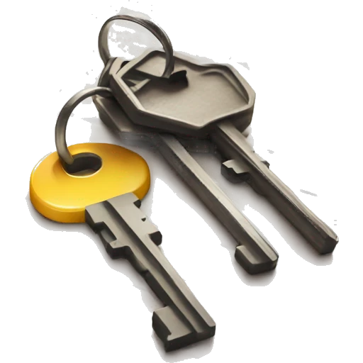 The keys are on the desk. emoji
