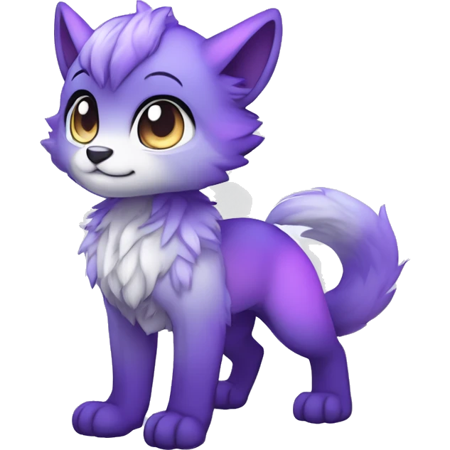 shiny, colorful, lilac-violet, gradient, Kemono-style, Chibi, Anthro-Fur-Sona-Fakémon, Full Body emoji