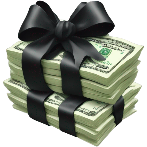stack of cash with black bow emoji