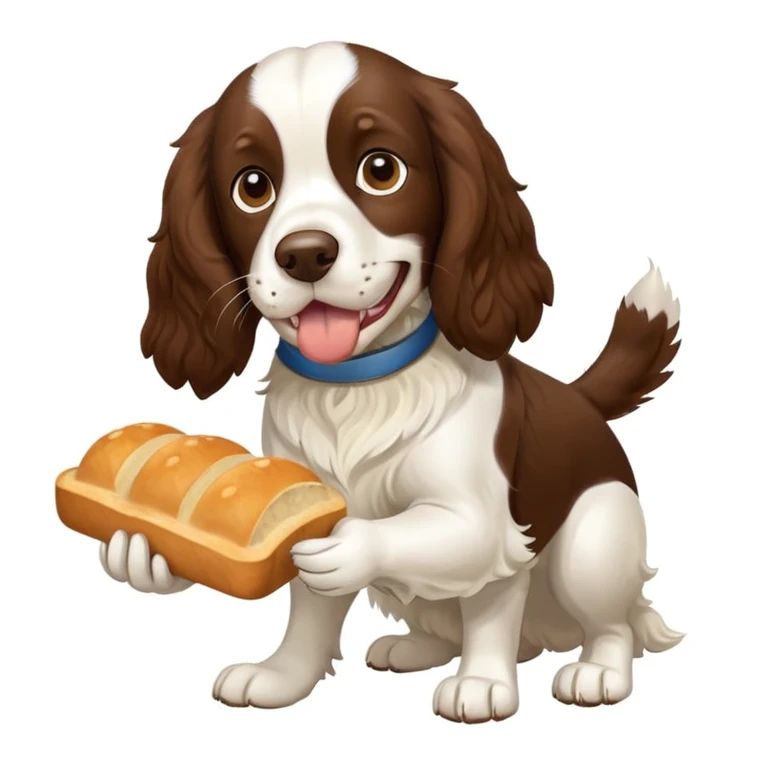 Springer spaniel bread in mouth emoji