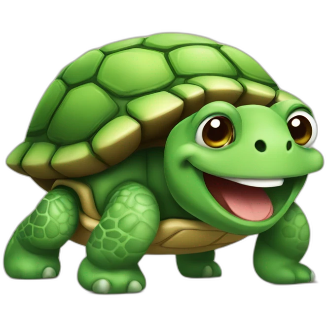 turtle with funny smile emoji