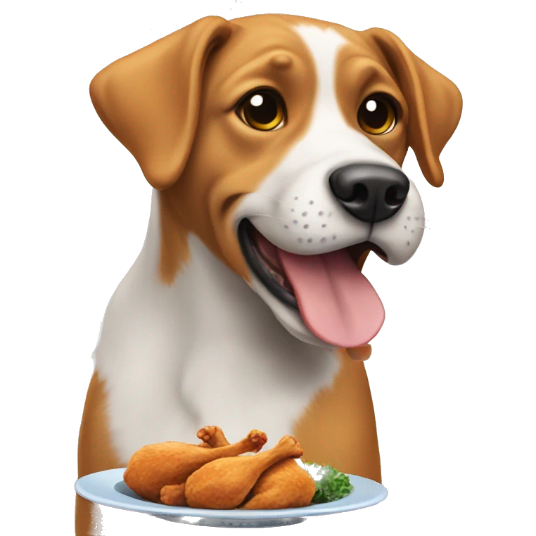 dog eating chicken emoji