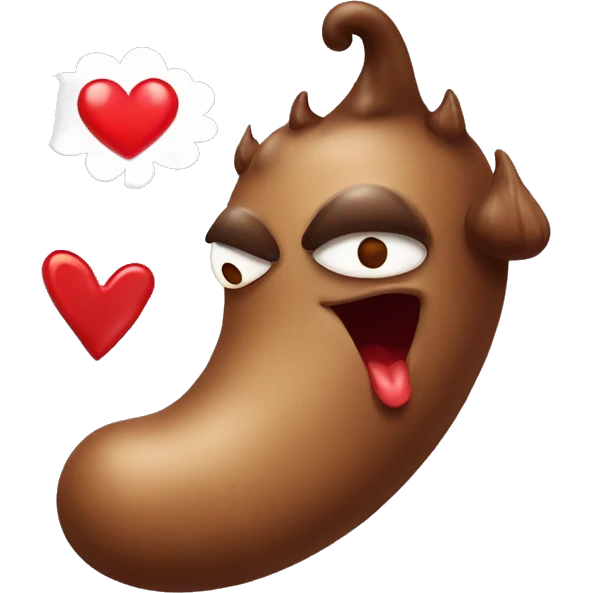 Poop that makes a kiss with a heart and with devil horns emoji