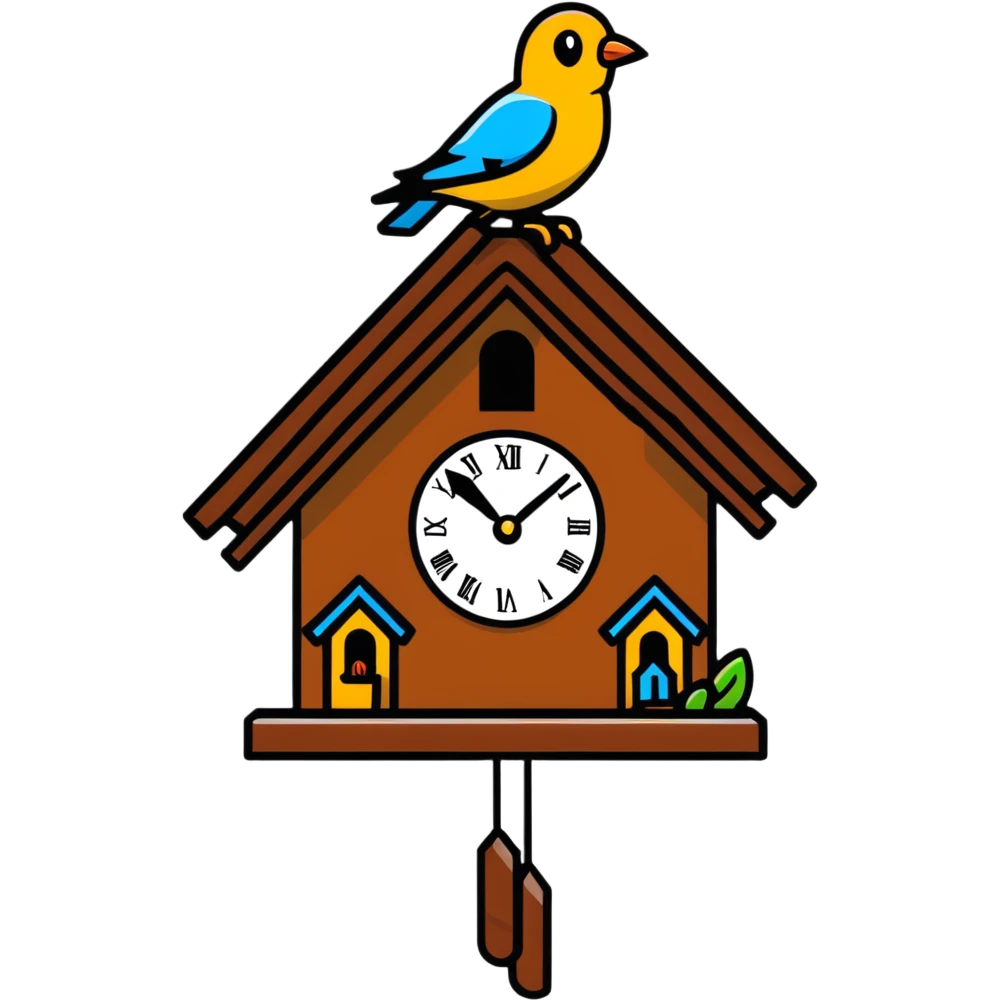 cuckoo clock with bird popping out emoji