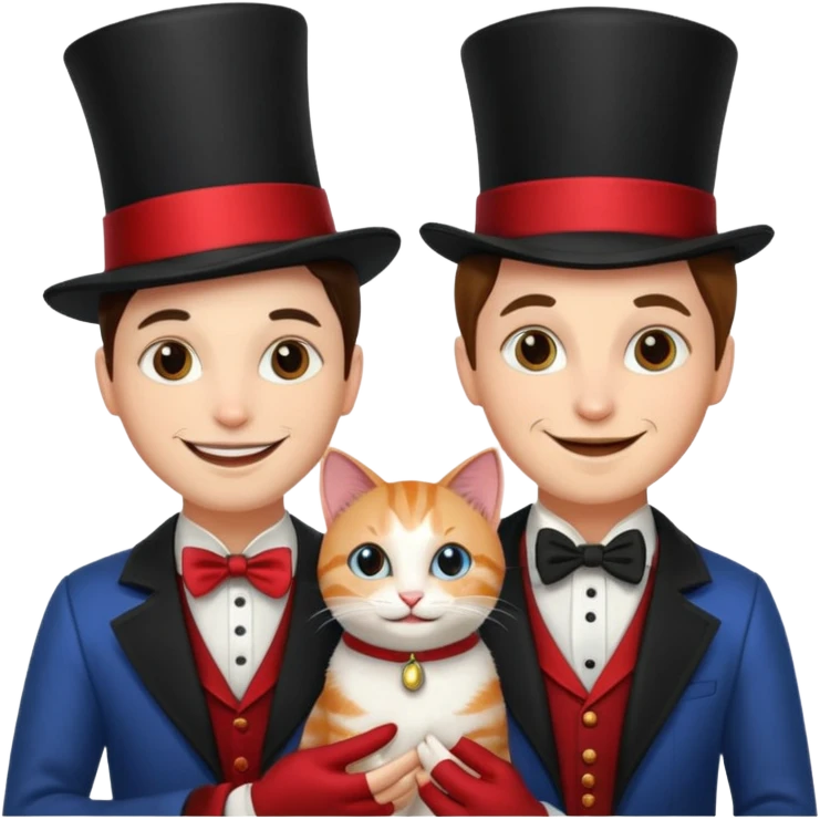 magician couple and their pet cat emoji