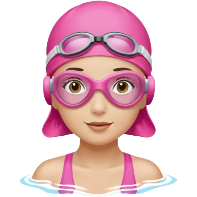 woman pink swim cap goggles emoji