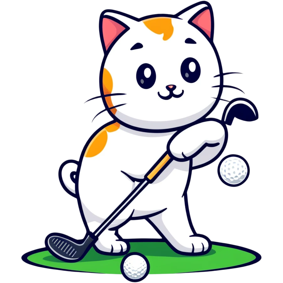 happy cat playing golf on his birthday emoji
