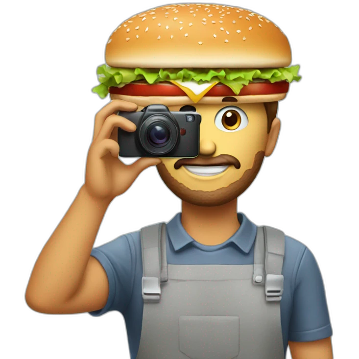 taking a picture of a burger emoji