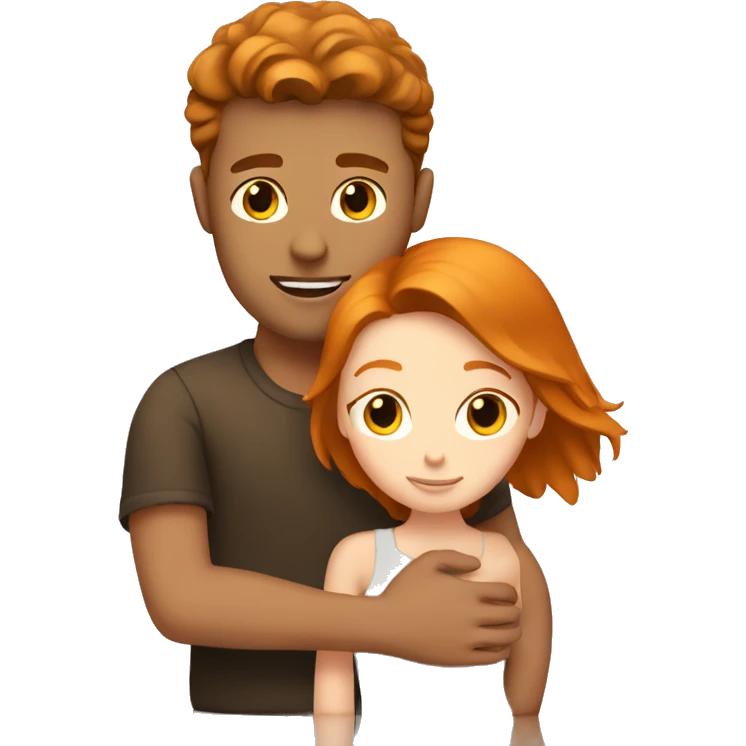 Brunette guy with ginger girl hugging emoji