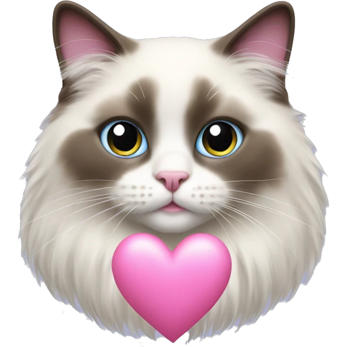 Ragdoll cat with pink heart emoji