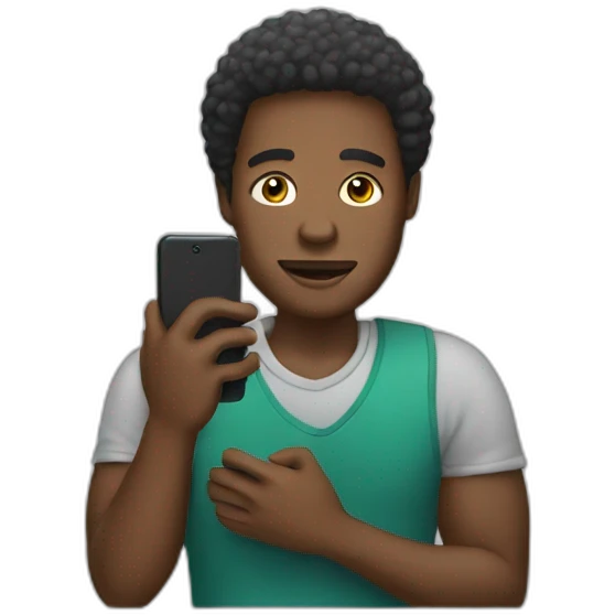 black man with cell phone emoji