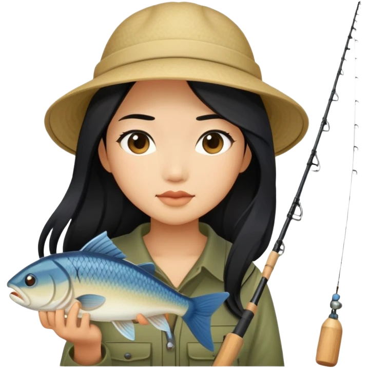 asian girl with long black hair fishing emoji