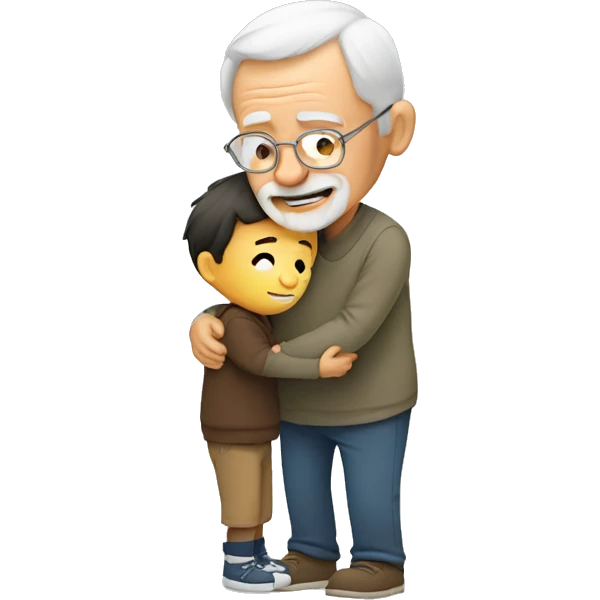 Grandfather huggings with a boy emoji