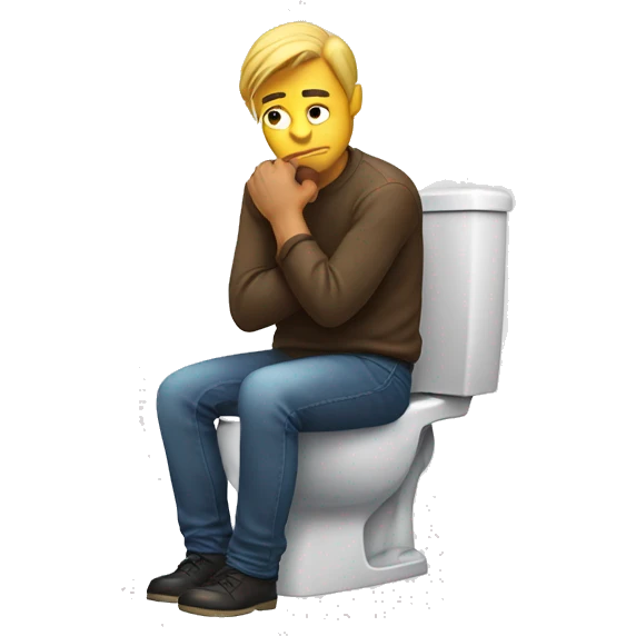 Man sitting on toilet in distress emoji