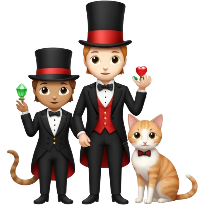 magician couple and their pet cat emoji