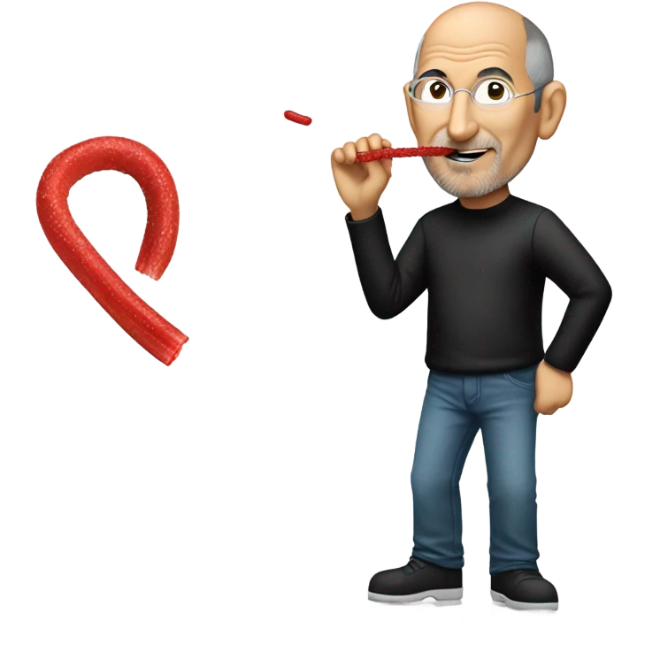 Steve Jobs eating a twizzler emoji