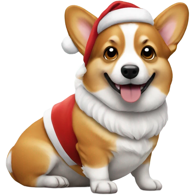 Corgi wearing a Santa hat emoji