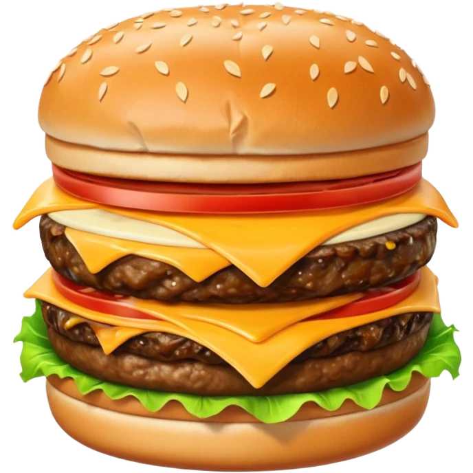 double burger emoji with two beef patties, cheese, lettuce, tomato, sesame seed bun emoji