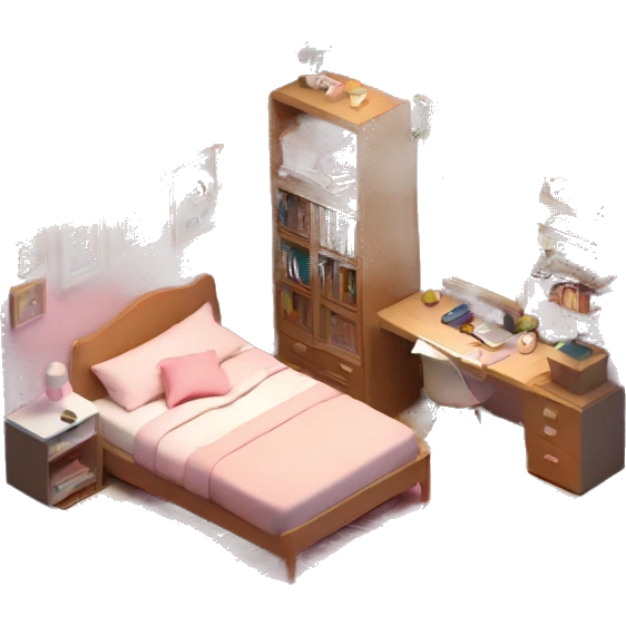 isometric-3d-cute-small-bedroom-teen-girl-interior emoji