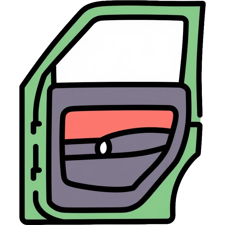 car door with sound deadening material, vehicle acoustic insulation emoji