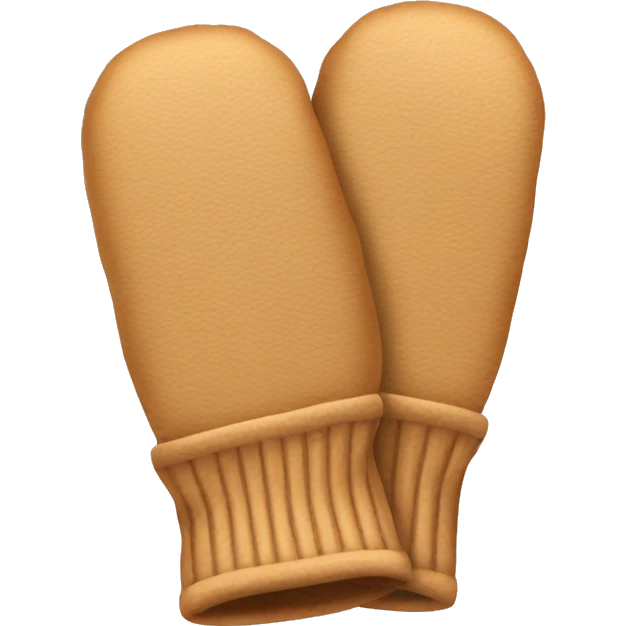 pair of tan mittens with thumbs emoji