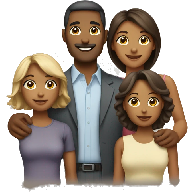 family with one daughter one wife and husband half body emoji