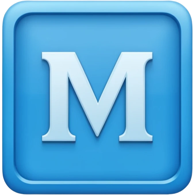 create capital letter "M" INSIDE THE BLUE COLOR SQUARE shape emoji